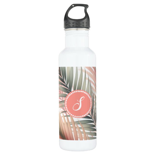 Bouteille d'eau Monogram Feuille de palme tropical (Devant)