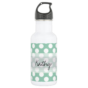 Bouteille D'eau Monogram Mint Green Cute Chic Polka Motif