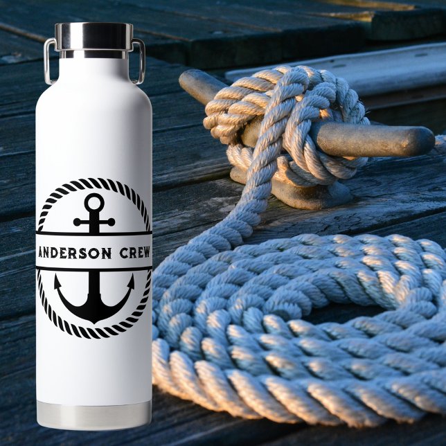Bouteille D'eau Monogramme à Ancre nautique et à corde (Créateur téléchargé)