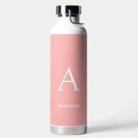 Monogramme blanc élégant & texte sur fond rose cor