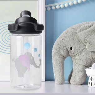 Bouteille D'eau Monogramme de bulles d'éléphants comiques