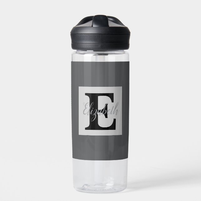 Bouteille D'eau Monogramme de fille et nom rose violet bagages (Extérieur)