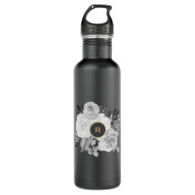 Monogramme De L'État De L'Or Floral Noir Et Blanc