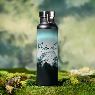 Bouteille D'eau Monogramme de lumière de néon bleu mystérieux de m