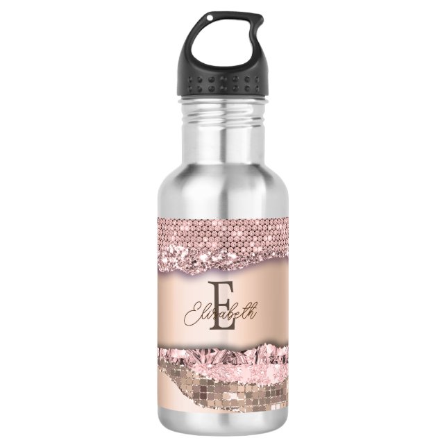 Bouteille D'eau Monogramme de Parties scintillant Gold Diamonds Ro (Devant)