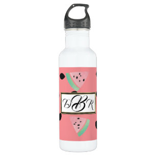Bouteille D'eau Monogramme de pastèque d'aquarelle
