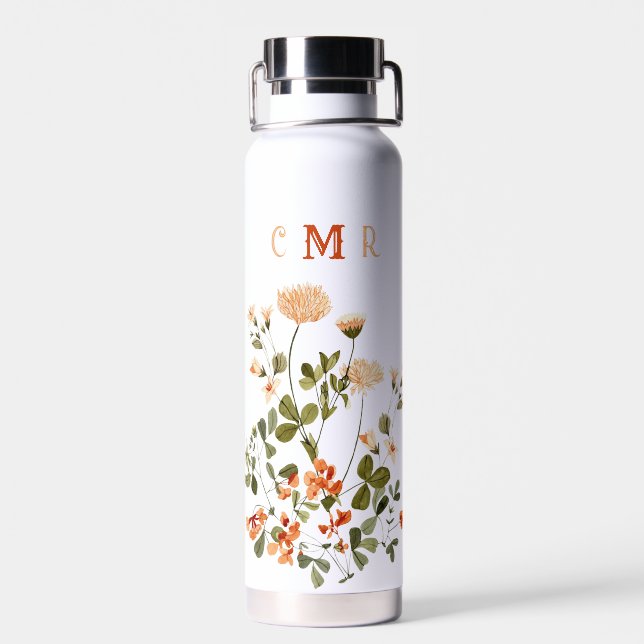 Bouteille D'eau Monogramme Delicate Printemps Floral Botanique (Arrière)