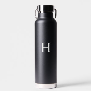 Bouteille D'eau Monogramme Élégant Moderne Minimaliste Blanc