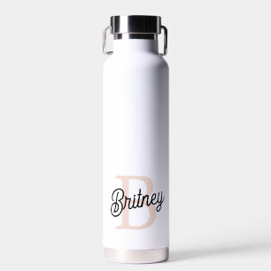Bouteille D'eau Monogramme et nom personnalisé moderne Pastel Pink