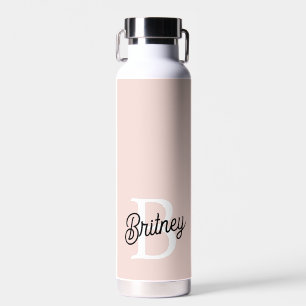 Bouteille D'eau Monogramme et nom personnalisé moderne Pastel Pink