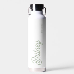 Bouteille D'eau Monogramme et nom personnalisés de Sage Vert moder