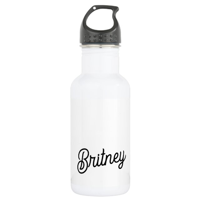 Bouteille D'eau Monogramme et nom personnalisés en noir moderne (Devant)