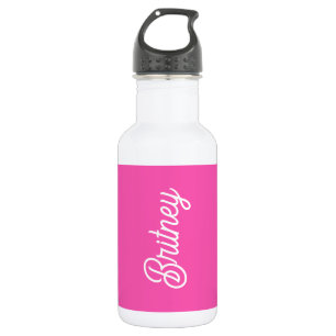Bouteille D'eau Monogramme et nom personnalisés Hot Pink moderne