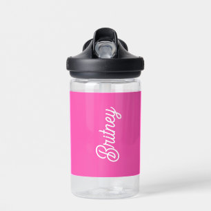 Bouteille D'eau Monogramme et nom personnalisés Hot Pink moderne