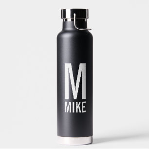 Bouteille D'eau Monogramme et nom personnalisés modernes