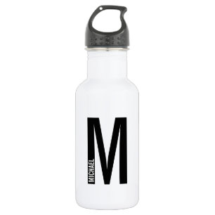 Bouteille D'eau Monogramme et nom personnalisés modernes