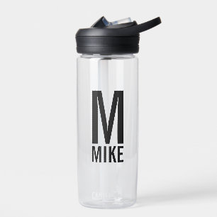 Bouteille D'eau Monogramme et nom personnalisés modernes