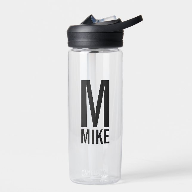 Bouteille D'eau Monogramme et nom personnalisés modernes (Gauche)