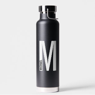 Bouteille D'eau Monogramme et nom personnalisés modernes