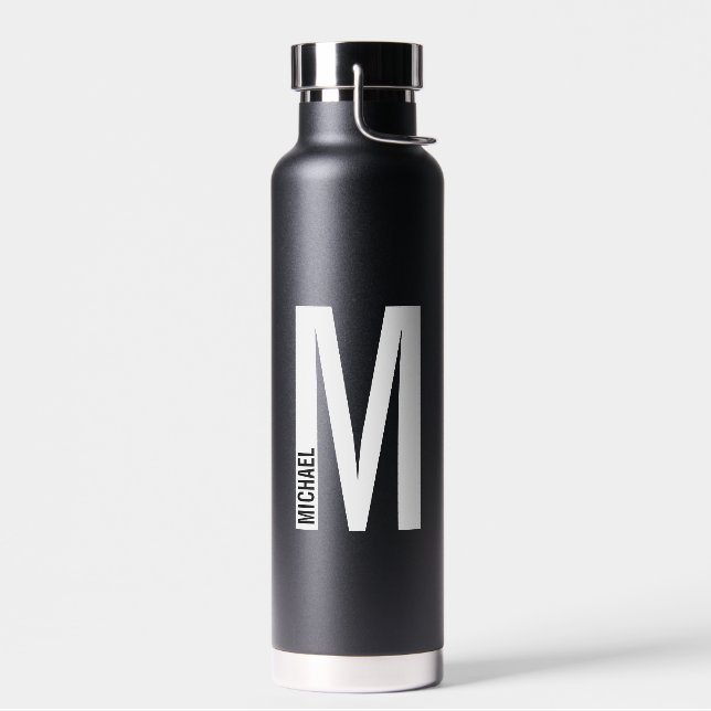 Bouteille D'eau Monogramme et nom personnalisés modernes (Gauche)