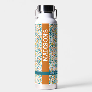 Bouteille D'eau Monogramme floral personnalisé et nom