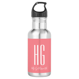 Bouteille D'eau Monogramme Initial Nom Moderne