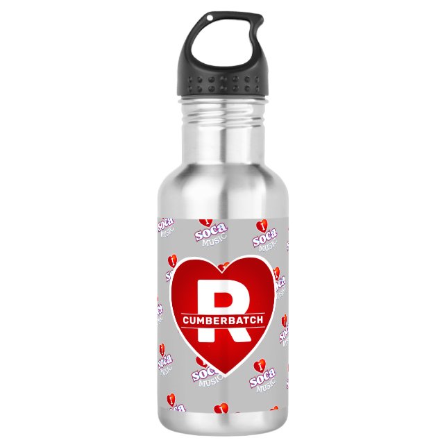 Bouteille D'eau MONOGRAMME J'AIME SOCA en GRIS (Devant)