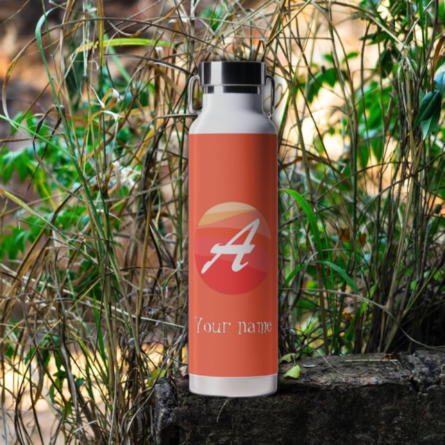 Bouteille D'eau Monogramme jaune orange initial A (Créateur téléchargé)