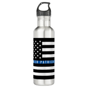 Bouteille D'eau Monogramme mince de drapeau américain de Blue Line