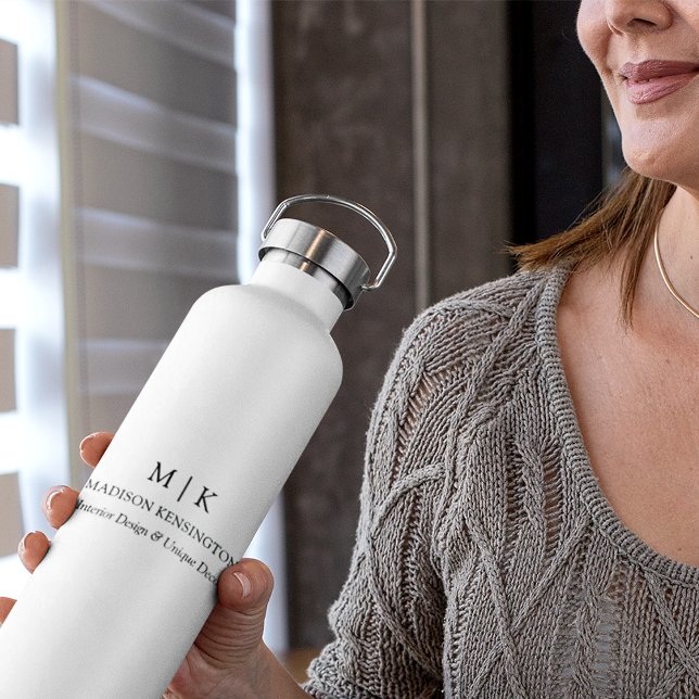 Bouteille D'eau Monogramme minimaliste moderne ou ajouter un logo (Edit to Customize text, colors and more)