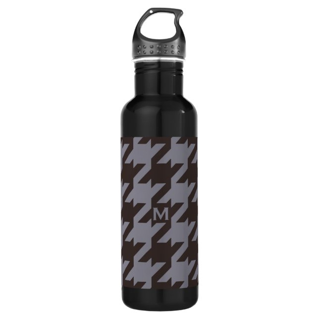 Bouteille D'eau Monogramme moderne audacieux de pied-de-poule de (Devant)