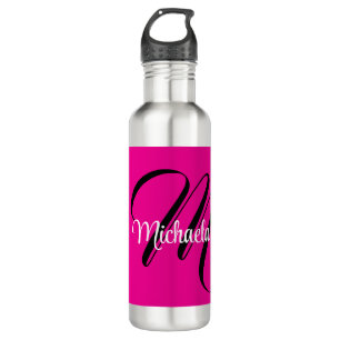 Bouteille D'eau Monogramme moderne minimaliste nom initial rose ch