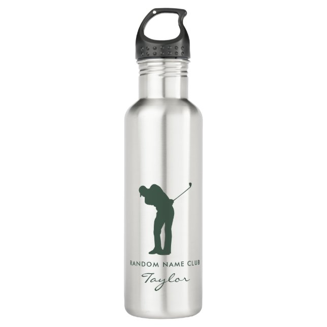 Bouteille D'eau Monogramme Moderne Sage Green Club Swag personnali (Devant)