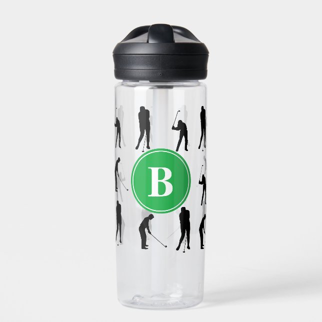 Bouteille D'eau Monogramme Motif de silhouettes de Golfer (Extérieur)