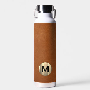 Bouteille D'eau Monogramme or en cuir moderne