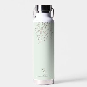 Bouteille D'eau Monogramme personnalisé à l'aquarelle botanique su