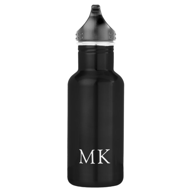 Bouteille D'eau Monogramme personnalisé Initiales Noir blanc moder (Droite)