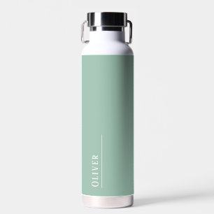 Bouteille D'eau monogramme personnalisé, vert sauge moderne