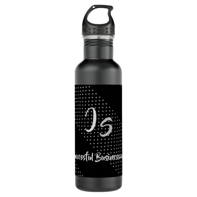 Bouteille D'eau Monogramme personnel d'argent "Entreprise ayant ré (Devant)
