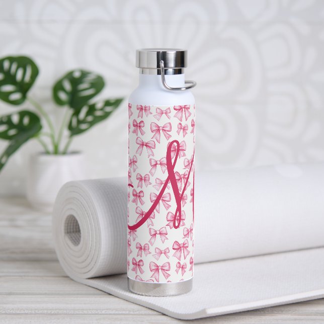 Bouteille D'eau Monogramme Pink Bow Coquette esthétique Preppy ten (Yoga)