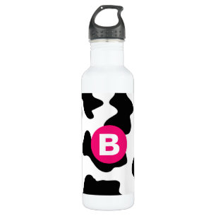 Bouteille D'eau Monogramme rose Motif de patchs de vache