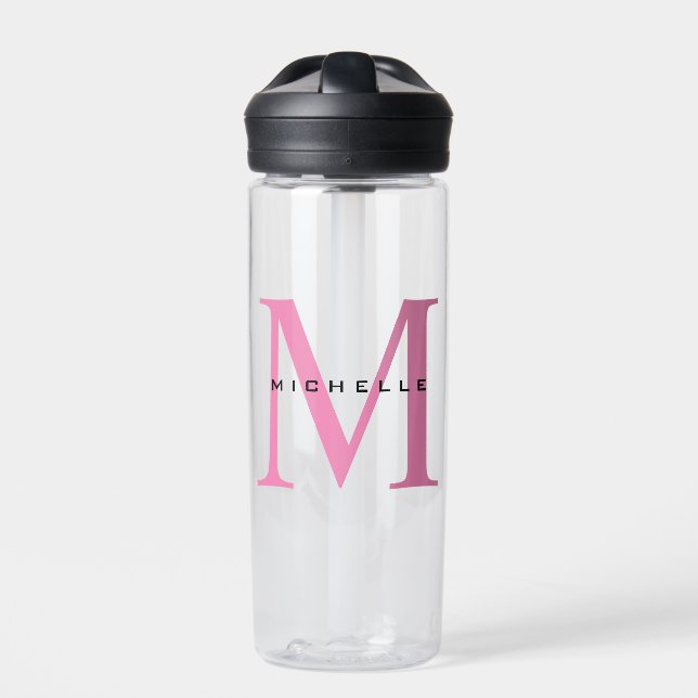 Bouteille D'eau Monogramme Rose Votre Nom Cadeau Spécial Bien-Aimé (Extérieur)