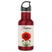 Monogramme Symétrique Papaver Rouge Aquarelle Élég