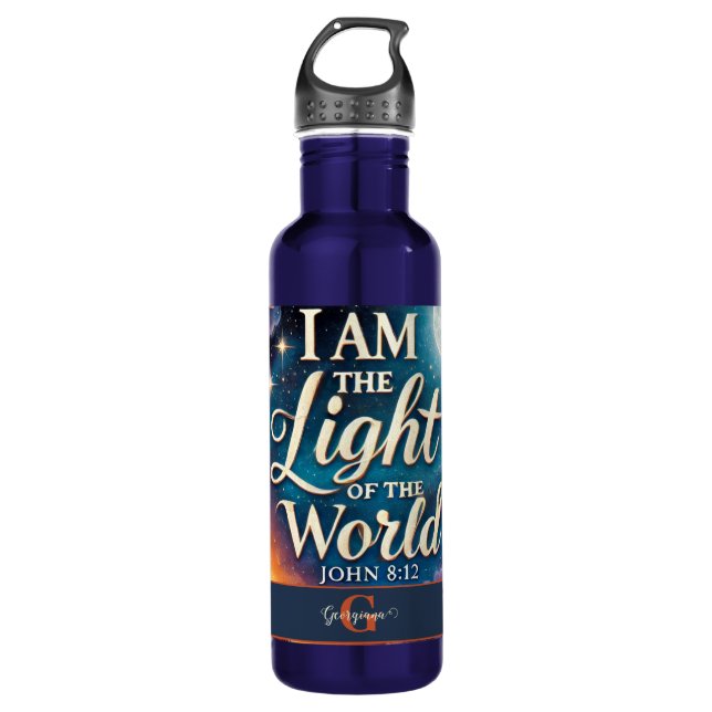 Bouteille D'eau Monogramme Vibrant Christian Halloween Bible Verse (Devant)