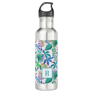 Bouteille D'eau Monographie de motif feuille tropical coloré