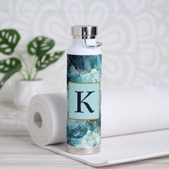Bouteille D'eau Monographie en marbre bleu et or (Yoga)