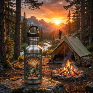 Bouteille D'eau Montagne Rétro Vintage Camping Randonnée Extérie