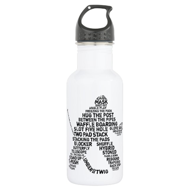 Bouteille D'eau Mot d'art du hockey sur glace (Devant)