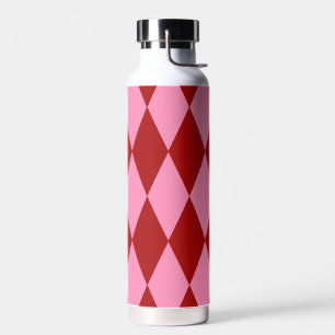 Bouteille D'eau Motif à carreaux Harlequin rose rouge