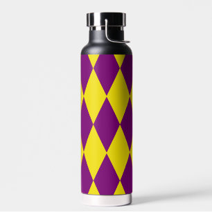 Bouteille D'eau Motif à carreaux harlequin violet et jaune